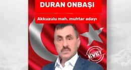 Akkuzulu muhtarı Duran Onbaşı seçildi